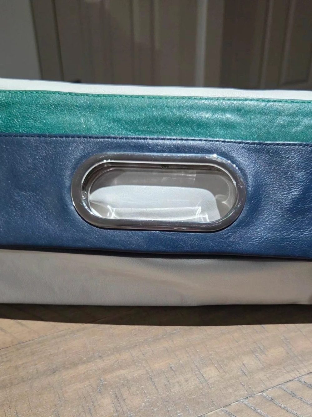 Banana Republic Striped Colorblock Tote Bag in Teal, Navy & White